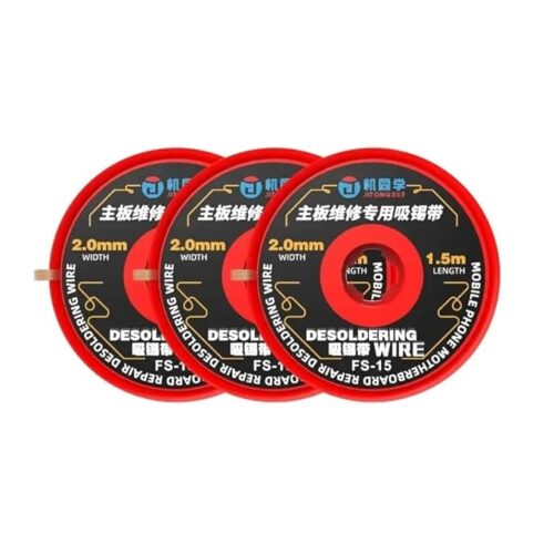 JTX FS-15 1.5M 2.0mm Super Desoldering Wire for PCB Repair – 3Pcs