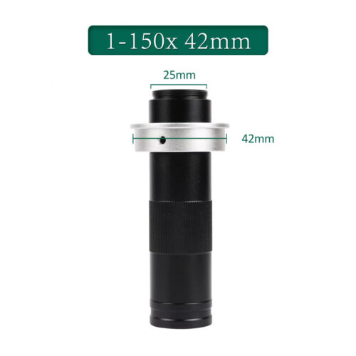 Camera lens 150X, C-mount Adjustable Magnification Zoom C Mount Lens Zoom Glass Lens 42mm for HDMI VGA USB Video Microscope Camera Monocular