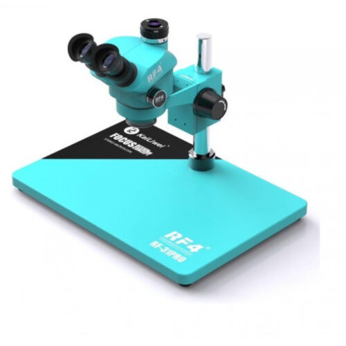 RF4 RF-31 PRO 7-50X (3D CONTINUOUS ZOOM) TRINOCULAR MICROSCOPE WITH BIG ALUMINUM ALLOY BASE WITH 0.5X CTV CAMERA ZOOM LENS & LED ADJUSTABLE LIGHT