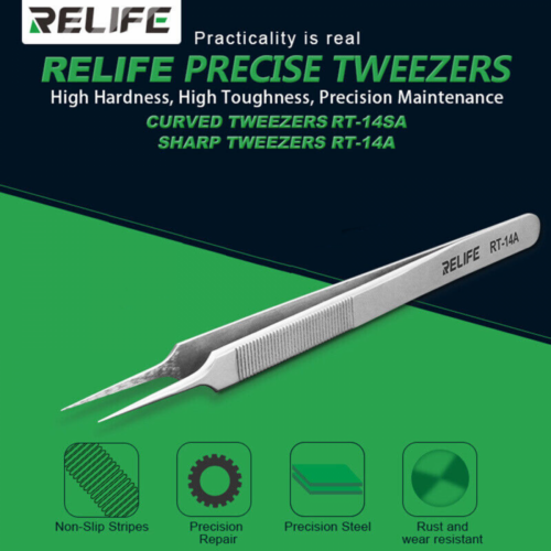 RELIFE RT-14A ANTI-STATIC PRECISION STAINLESS STEEL TWEEZER