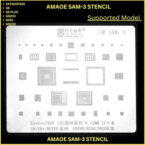 Amaoe SAM3 0.12MM Multi-Function Exynos 7420 CPU BGA Reballing Stencil Plant Tin Steel Net for Samsung S6 / S6 Plus / NOTE 5