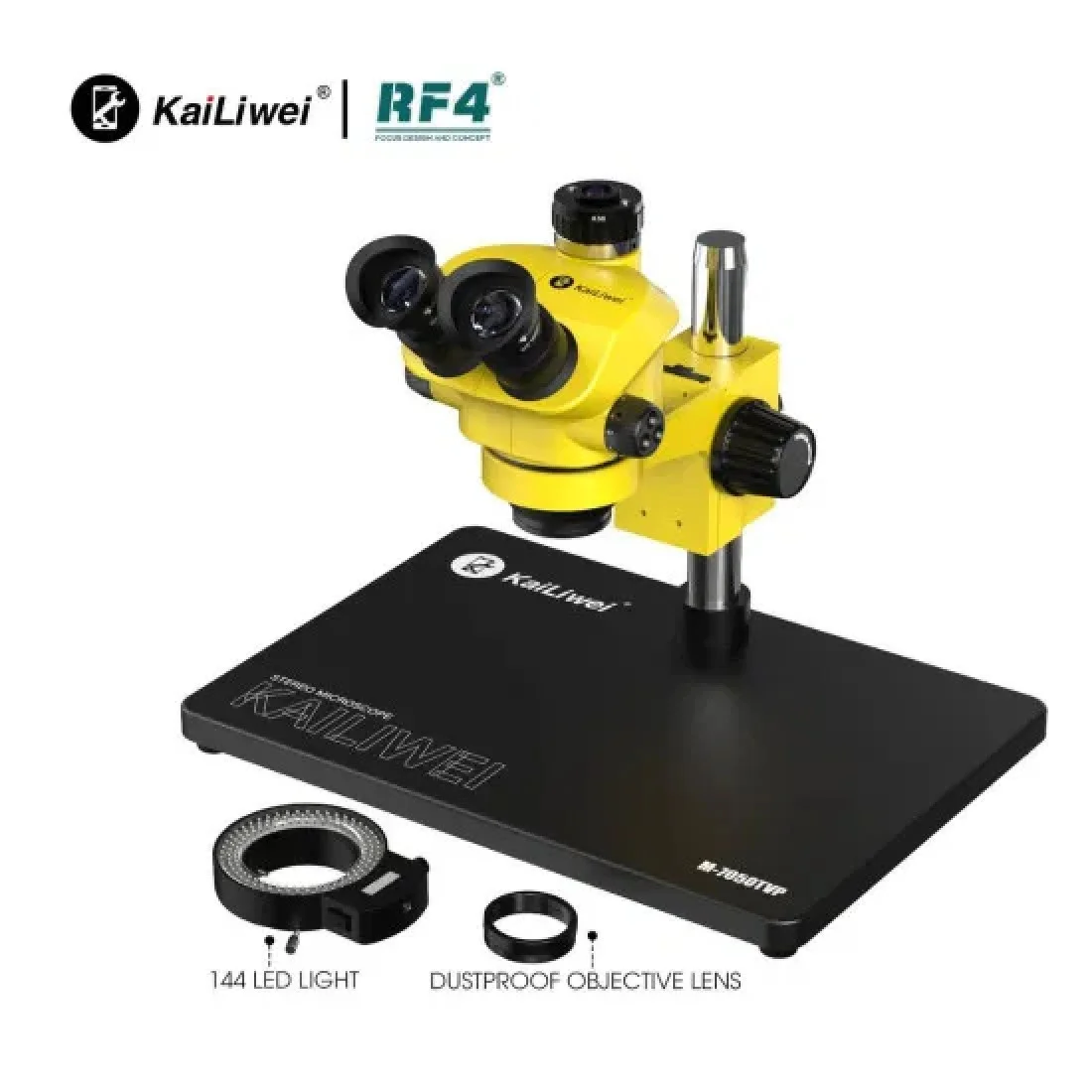 KAILIWEI M-7050TVP (3D CONTINUOUS ZOOM) 7X~50X TRINOCULAR STEREO MICROSCOPE WITH CAMERA OPTION & 0.5X CTV LENS WITH LED ADJUSTABLE LIGHT